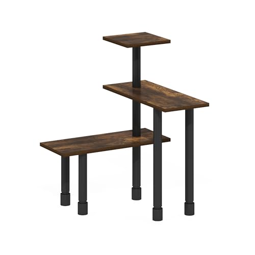 Furinno Turn-N-Tube 3-Tier Multipurpose Corner Countertop Organizer Shelf, Amber Pine/Black