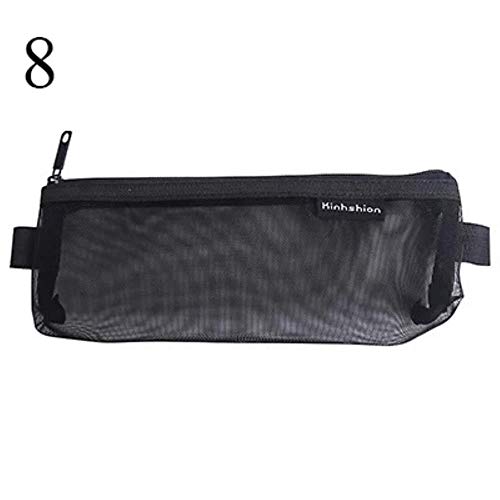 Preisvergleich Produktbild PJC Federmäppchen, transparentes Netzgewebe, großes Fassungsvermögen, Nylon, für Kinder, Geschenk, Bürobedarf, kreativ Schwarz S