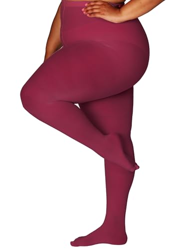 Image of HONENNA Queen Plus Size Tights Semi Opaque Control Top High Waist Stockings Nylons Pantyhose for Women 1X 2X 3X 4X 5X 6X