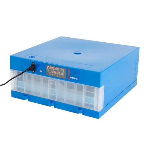 FXEIPOL 48 Eggs Incubator 2-In-1 Efficient Incubator Hatching Eggs Automatic Egg Incubator with Two Ways To Connect Power General Purpose Incubator for Chicken Egg, Duck Egg (Blue)