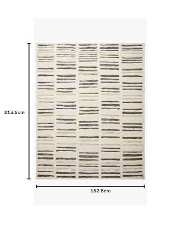 Image of Modern Pattern Wool Carpet with Loop Texture Yarn Anti Shedding Carpet Size 5x7 Feet C1 Ivory & Brown Color