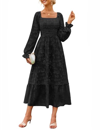 GRACE KARIN Spitze Kleider Schlicht Herbst Kleid Langarm Cocktailkleid CL213-4 2XL