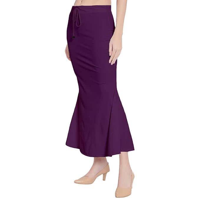 Image of Saree Shapewear Petticoat for Women Cotton Blended Lycra Shaper Petticoat with Elastic & Lace (Drawstring) Long Under Skirt Fishcut Wrinkle Free Shapewear