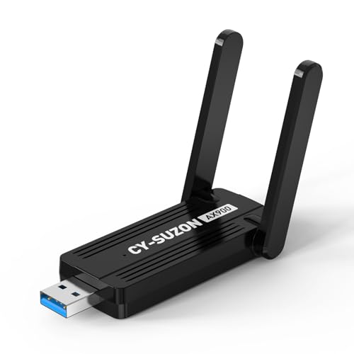 CY-SUZON WiFi Adapter for Desktop PC, AX900 USB WiFi 6 Adapter with 5GHz/2.4GHz Dual Band, Bulit-in Driver for Windows 10/11 (AX900)