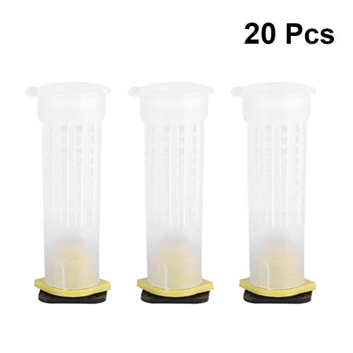 Balacoo 20pcs Queen Bee Roller Cages Plastic Cell Fixture Queen Nee Hair Roller Cages Rearing Cup Holder Beekeeping Tool