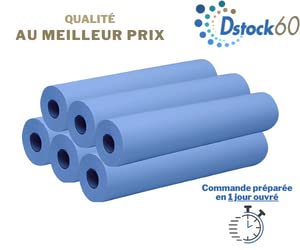 (DSTOCK60) - 6 Draps d'Examen - 50 x 35 - Plastifiés - Résistants - Absorption Optimale - Prédécoupés tous les 35cm - Largeur 50cm - 150 formats - Lot de 6 rouleaux