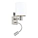 Price comparison product image EGLO LED wall lamp Pasteri, wall light fixture with reading lamp, steel in nickel mat and fabric in white and copper, socket E27