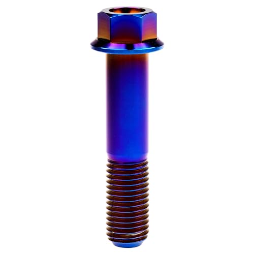 Image of Titanium Bolt M12 30 35 40 45 50 55 60 65 70 75 80 85 90mm Hex Small Flange Head for Motorcycle Car Modification Pack of 4 (M12x55mm Pitch 1.25, Burnt Blue)