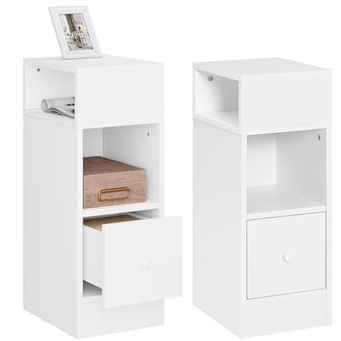 eSituro Narrow Bedside Table with Drawer Cover