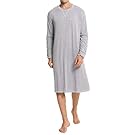 SWOMOG Men's Nightshirt Long Sleeve Crewneck Modal Nightgown Loose Comfy Sleep Shirt