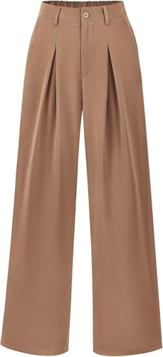 Women High Waist Palazzo Pants Casual Wide Leg Trousers Button Down Loose Work Office Business Suit Pant Pockets