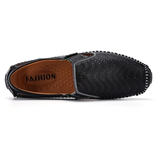 Men's Breathable Summer Genuine Leather Sandal Perforated Casual Walking Driving Flats Shoes3