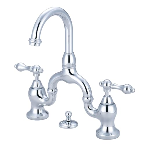 Kingston Brass KS7991AL English Country Lavatory Faucet with Brass Pop-Up, Polished Chrome