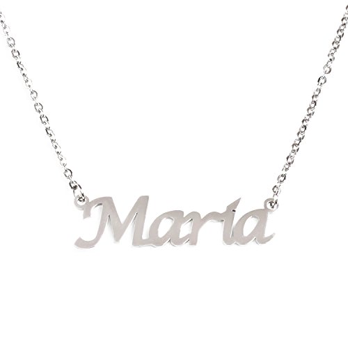 Kigu Maria Collar Nombre - Tono Plateado Personalizado