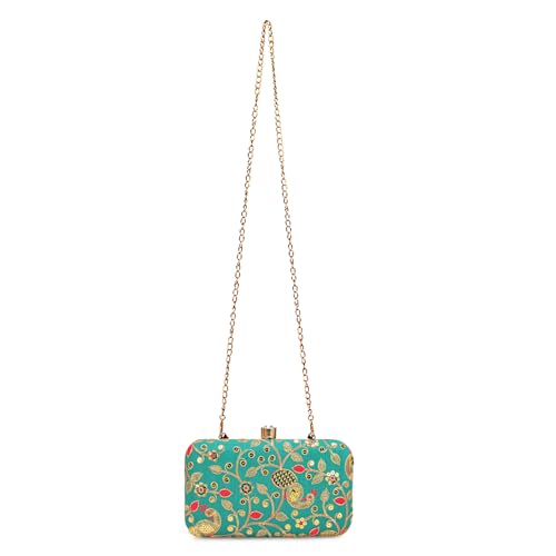 Image of LONGING TO BUY Hand Crafted Designer Box Clutch - Zari Embroidery For Women