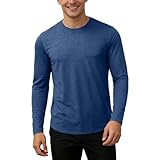 T shirt d'été à manches longues pour homme   Protection solaire   Protection UV   Respirant   Séchage rapide   Rashguard   Vêtement de protection   Pour le sport, la randonnée, le surf, la pêche, bleu