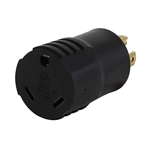 Nema L14-30P Locking Male 125/250 Generator Plug to TT-30R (Female) RV Outlet Adapter, Generator RV Power Adapter, 30AMP Male 4-Prong Locking Plug to 30 AMP Female RV