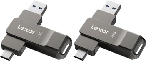 Image of Lexar D40E 128GB Dual USB 3.2 Gen 1 Type-C Jump Drive, Titanium Grey (Pack of 2)