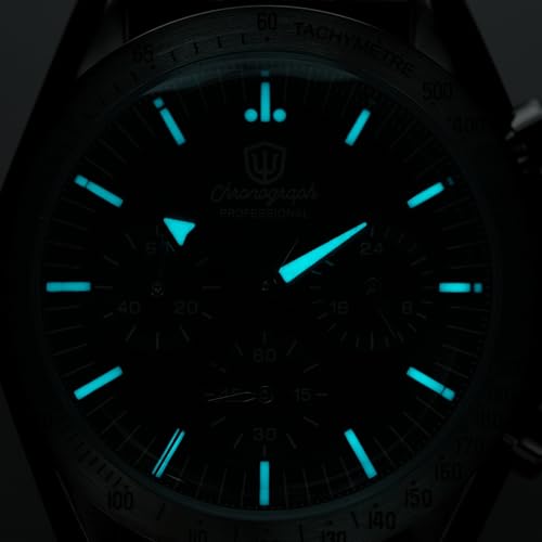 Image of watchdives WD1863 Men Chronograph Watch Japan VK63 Quartz Sports Watches 40mm Bubble Sapphire Crystal Wristwatch 100M Dive Watch