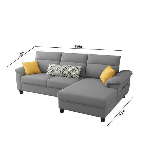 Image of Casaliving Seams RHS 4 Seater L Shape Sofa for Living Room (Dark Grey Fabric) Premium Fabric Sofa