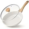 SENSARTE Nonstick Ceramic Frying Pan Skillet with Lid, 9.5 Inch Omelet Pan, Healthy Non Toxic Chefs Pan, Induction Compatible Egg Pan, Free of Intentionally Added PFAS/PTFE