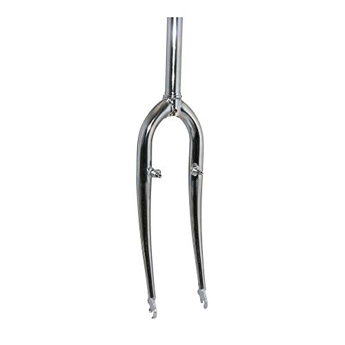 P2R - Horquilla rígida para bicicleta de montaña de 26 pulgadas, acero cromado con tacos giratorios lisos, 250 mm, 1-8, 28,6 mm, exterior