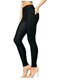 Conceited Premium Soft Jeggings Denim Leggings In 7 Colors - Regular and Plus Sizes (X-Large/2XL, A Black)