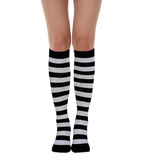 Image of Striped Knee High Socks for Women Outdoor Sport Athletic Stripe Casual Tube Socks