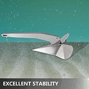 Miniatura 7 de ISURE MARINE Ancla triangular resistente de acero inoxidable estilo deltaala para barco, 11 libras, 13 libras, 16 libras, 17.5 libras, 22 libras, 33