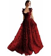 QFMYYXGS 3D Butterfly Tulle Prom Dresses for Women 2025 Long Lace Applique Ball Gown Formal Eveni...