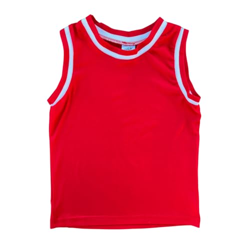 Sleeveless Basketball Sport Jersey for Toddlers - for Gameday, Photshoot, Boys, Girls (US, Age, 2 Years, 3 Years, Red)