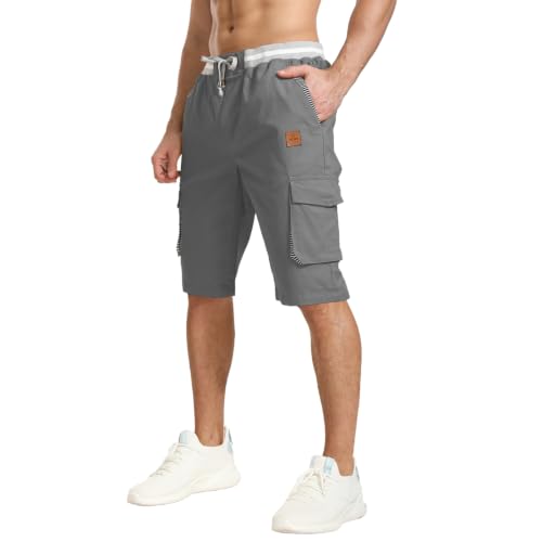 Image of ZOXOZ Shorts Men Cargo Shorts Men Casual Summer Men's Shorts Loose Fit with Multi Pockets Grey 3XL