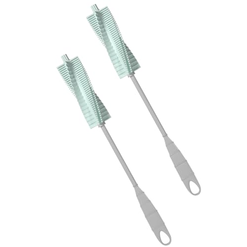 FOMIYES 2-Piece Bottle Brush Set Long Handle Baby Bottle Cleaner Brush Style Silicone Anti-Slip Grip