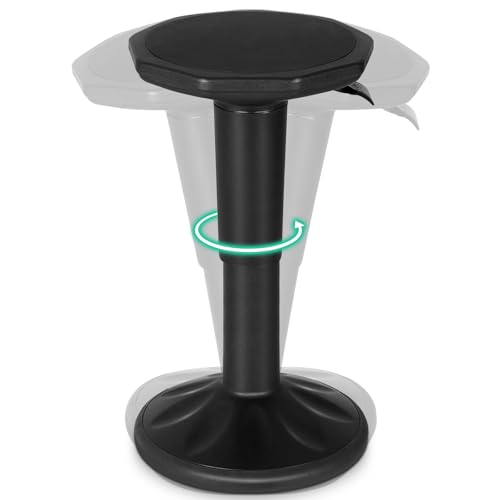 Image of GLACER Wobble Stool, 24 inch Active Learning Stool w /Adjustable Height, Sitting Balance Chair for School, Office Stand Up, Flexible Seating Wobble Chair (Black)