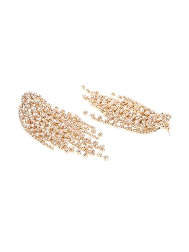 Image of Rubans Crystal Zirconia Long Dangler Earrings for Women Stylish Western