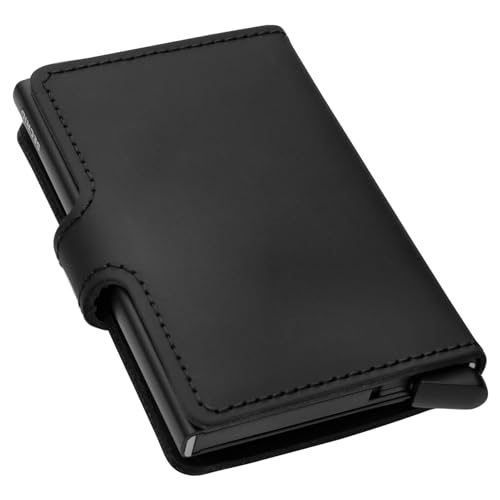 Image of SECRID Mini Wallet, Genuine Matte Leather, RFID Protection, Holds up to 12 Cards (Black)