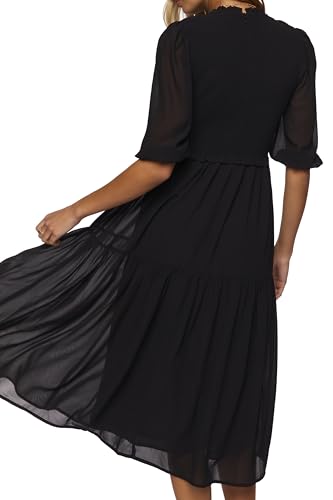 Image of Forever 21 Women's Smocked Chiffon Peasant-Sleeve Dress