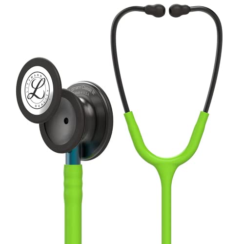 Estetoscópio 3M™ Littmann® Classic III™ 5875 Verde Limão com Preto Mate e Conector Azul