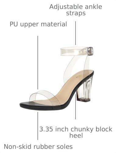 Image of ZriEy Women's Clear Heels Chunky Block Mid High Heeled Sandals