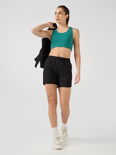 Image of TECHNOSPORT Women's Solid Slim Fit Scoop Neck Sports Bra ELASTOPLUS 4-Way Stretch Sleeveless Polyester Quick Dry UPF50+ for Gym Yoga Running
