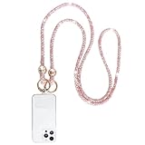 Miewenmogu Crystal Phone Lanyard for Women Crossbody Phone Strap with Full Rhinestone Bling Glitter Anti-Theft Phone Neck Strap (Pink)