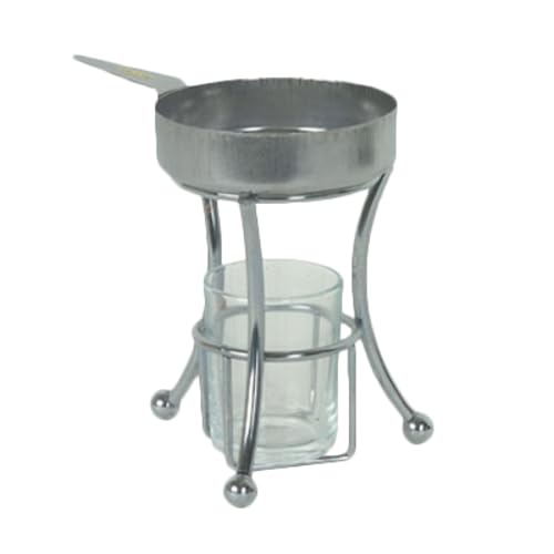 FSE SLBW004 Butter Melter, 3 Piece Set, 4.8 oz. Rim Full, Includes: Base, Warmer pan with Handle & Glass Flame Holder, Stainless Steel