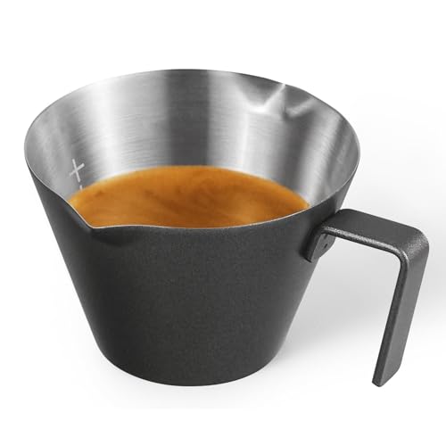 The 4 Best Espresso Shot Cups for a Perfect Brew Every Time 8 MHW-3BOMBER Espresso Measuring Cups, Double Spouts Stainless Steel Espresso Pour Cup, Espresso Shot Cups with Handle Scale, Metal Measuring Cups with V-Shaped Mouth, 3.4OZ/100ML Black G5148B-OS