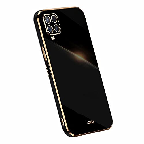 YIKLA Funda para Samsung Galaxy A22 4G, Carcasa Ultra Slim TPU Silicona, Galjanoplastia Borde Antigolpe Protection Case, Negro