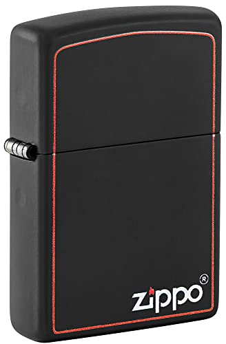 Zippo Windproof Lighter, Classic Black & Red, Black Matte, Colour Image, Refillable, Reusable, Windproof Design, Gift Box - Image 3