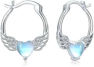 Angel Wing/Heart/Evil Eye Earrings for Women 925 Sterling Silver Huggie Hoop Earrings Hypoallergenic Earrings Jewellery Gifts for Girls Girlfeiend