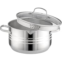 Daniks Tokio Edelstahl Kochtopf Induktion, Pastatopf mit Siebeinsatz, 22 cm, 4.75 Liter, Fleischtopf, Suppentopf, Bratentopf, Silber