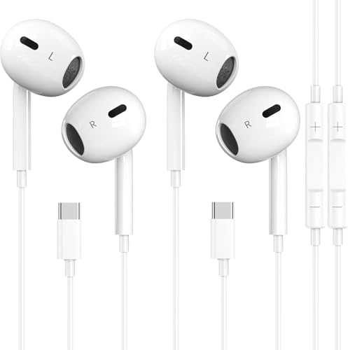 2 Packs USB C Headphones for iPhone 17/16/15 Earbuds Type C Earphones with Mic & Remote Control Noise Cancelling for iPhone 17 16 15 Pro Max Plus iPad Pro Galaxy S25/S24/Ultra Note 10/20 and More