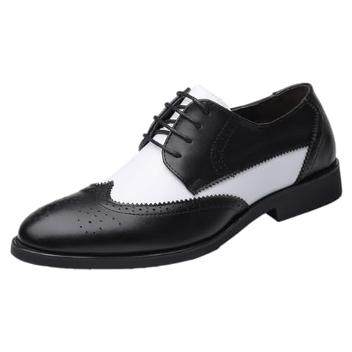 ANUFER Men's Elegant Wingtip Brogue Spectator Shoes Patchwork Derby Lace Up Dress Shoes2