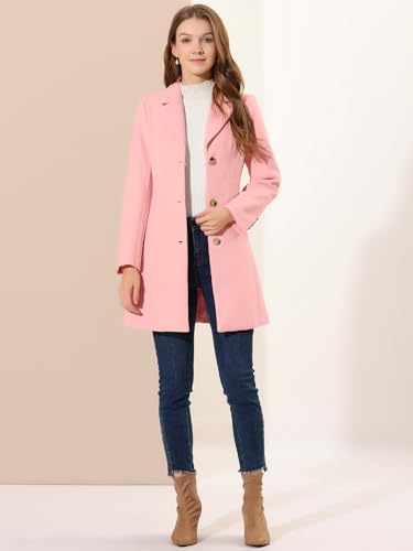 Image of Allegra K Womens Winter Elegant Pea Coat 2026 Single Breasted Long Overcoat | Notch Lapel Collar, Warm, Work Office Trench Coats,Outwear Outfit